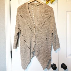 Moth by Anthropologie Eyelet Cut Beige Cardigan